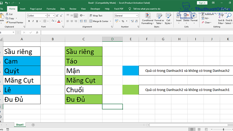 so sánh 2 cột trong excel