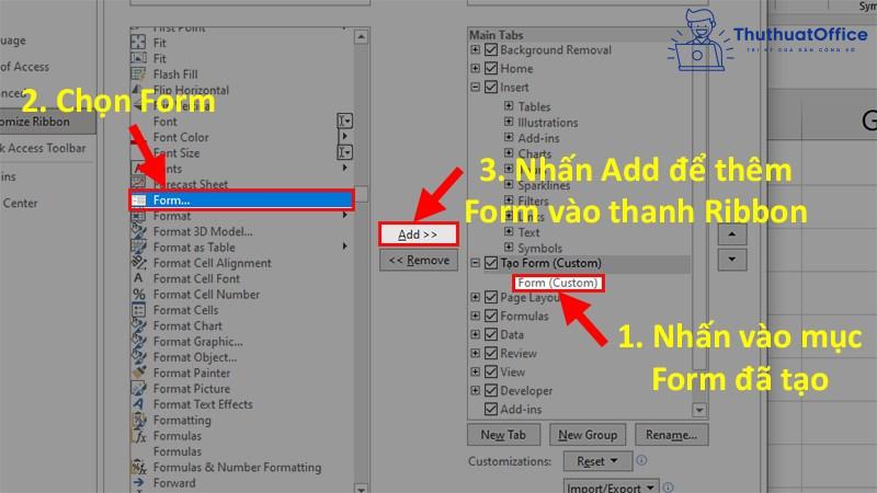 cách nhập dữ liệu trong Excel bằng form tự tạo