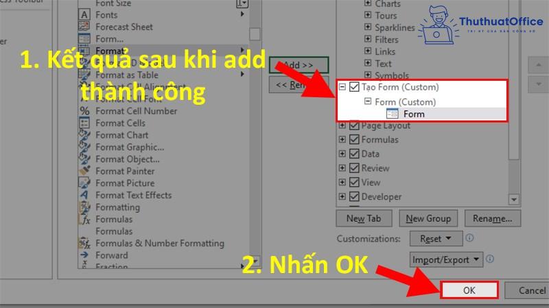 cách nhập dữ liệu trong Excel bằng form tự tạo