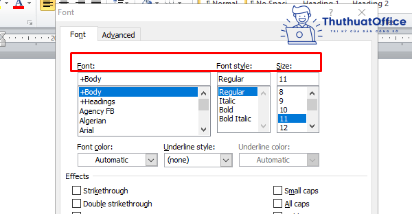 cách mặc định font chữ trong Word 2010