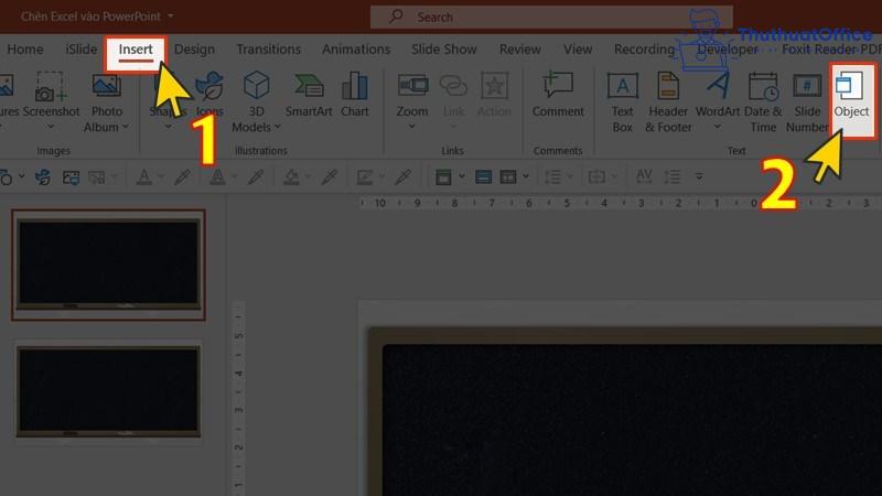 chèn file excel vào powerpoint