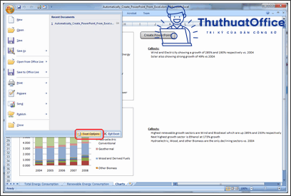 chèn file excel vào powerpoint