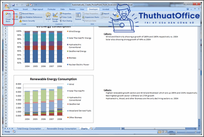 chèn file excel vào powerpoint