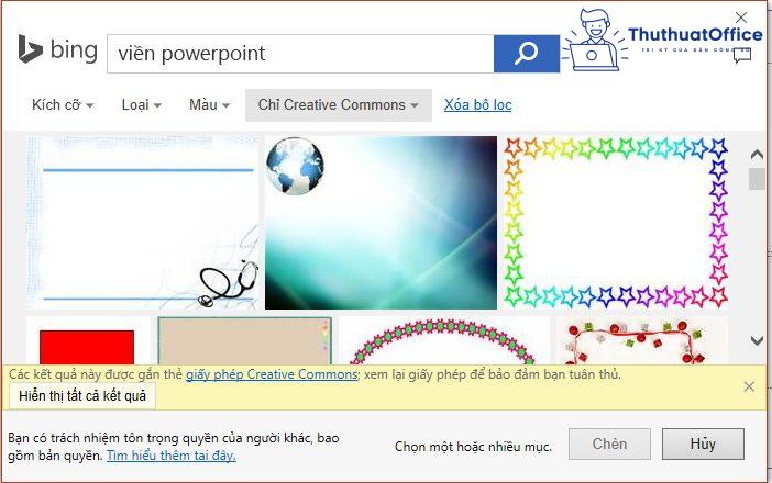 Tạo khung trong PowerPoint bằng Bing