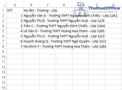 cách chia ô trong Excel