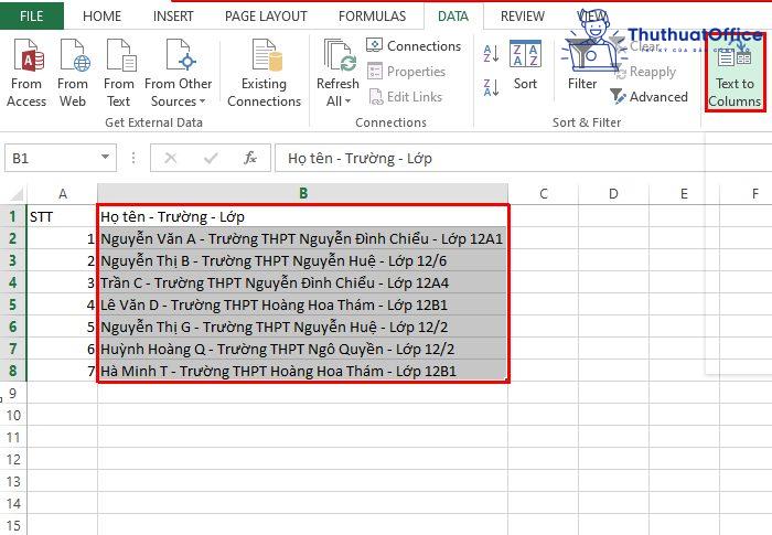 cách chia ô trong Excel