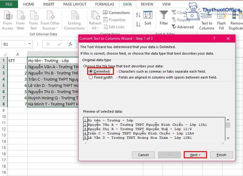 cách chia ô trong Excel