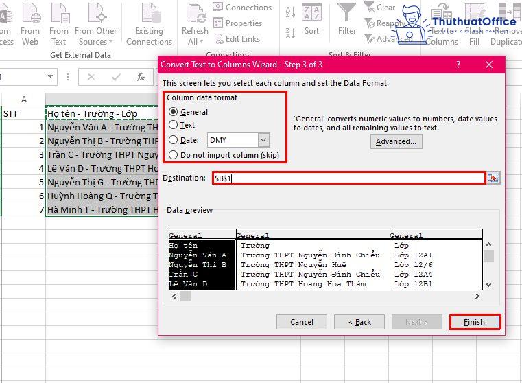 cách chia ô trong Excel