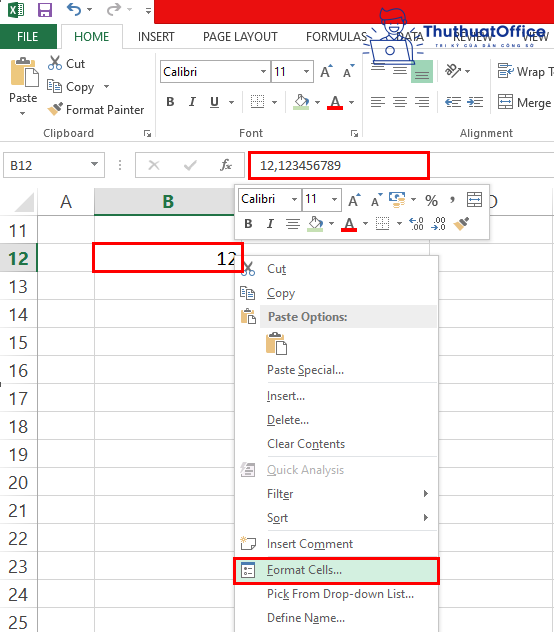 Làm tròn số trong Excel