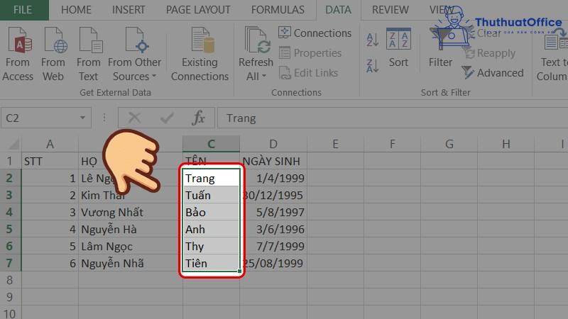 sắp xếp trong excel