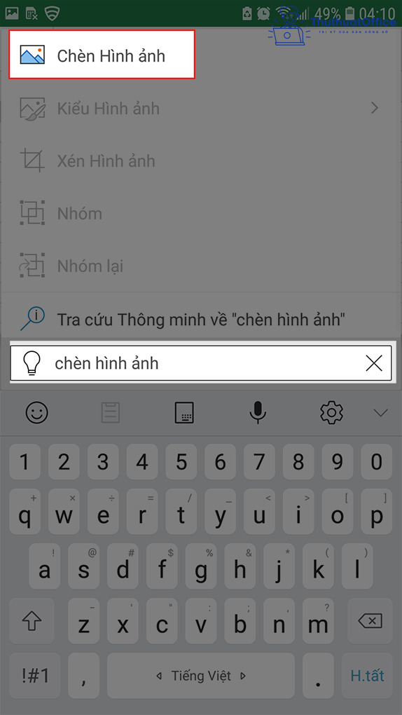 chèn hình vào excel