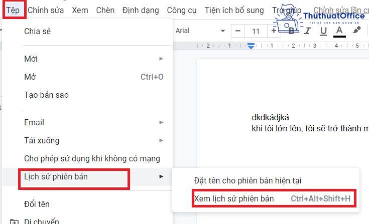 Tính năng cơ bản của Google Docs