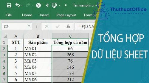 tổng hợp dữ liệu từ nhiều Sheet trong Excel