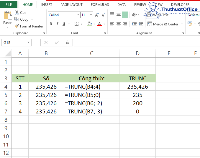 Làm tròn số trong Excel