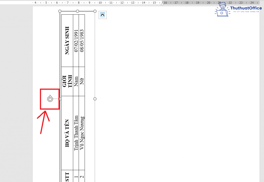 xoay bảng trong Word