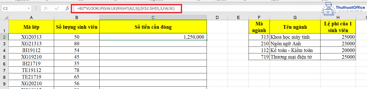 hàm VALUE trong Excel