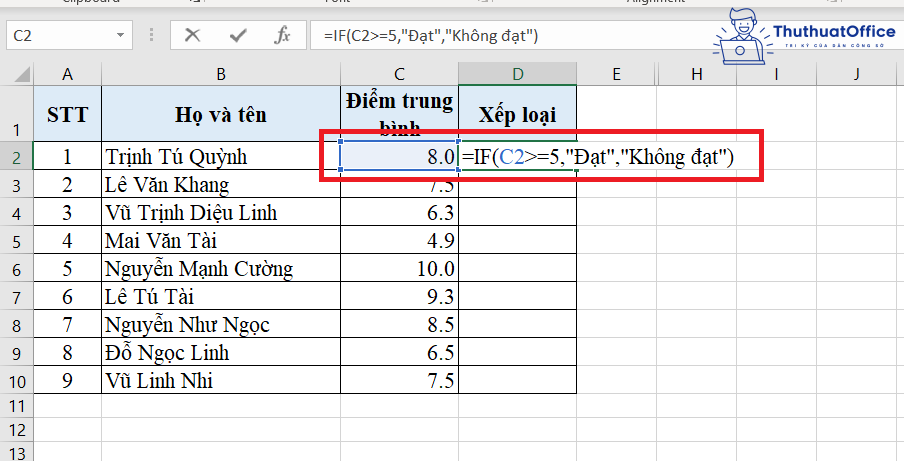 hàm IF trong Excel