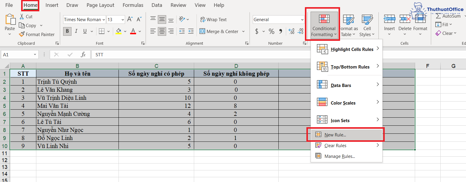 hàm MOD trong Excel