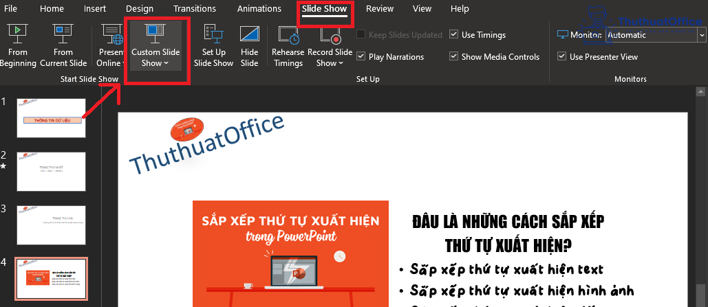 cách sắp xếp thứ tự xuất hiện trong PowerPoint