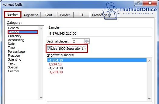 Những cách định dạng số trong Excel 2