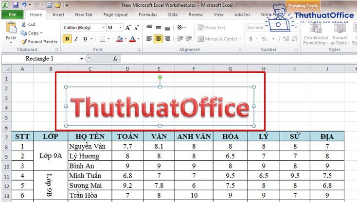 Xoay chữ trong Excel