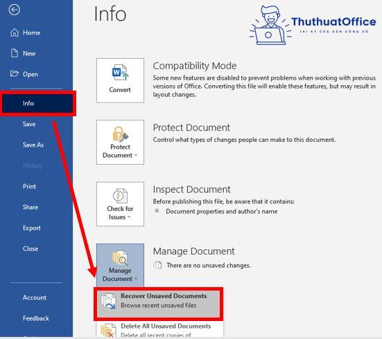 lấy lại file Word chưa lưu