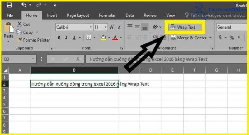 xuống dòng trong Excel Mac