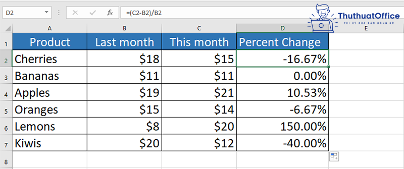 Cách tính phần trăm trong Excel chi tiết, đầy đủ mà bạn cần biết 2