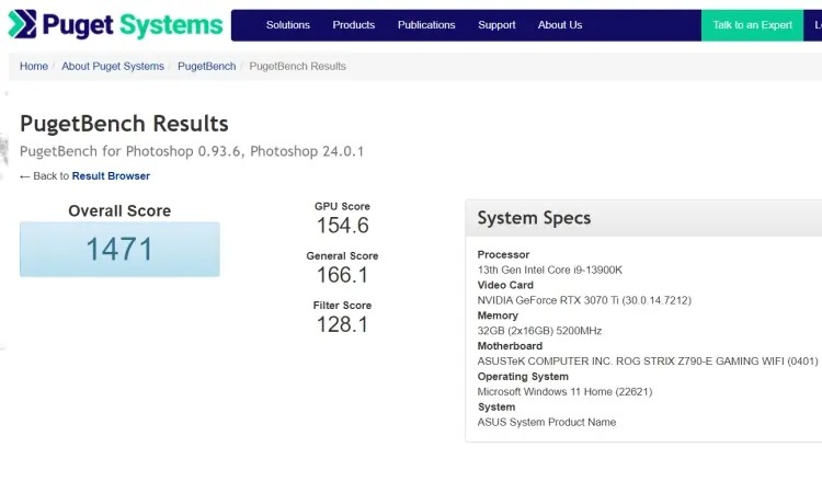 i9-13900K: Điểm chuẩn Photoshop