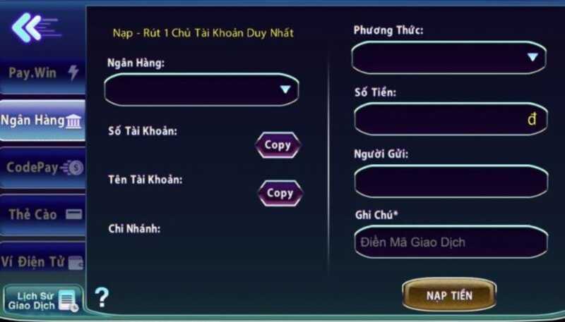 Hướng dẫn nạp tiền đơn giản