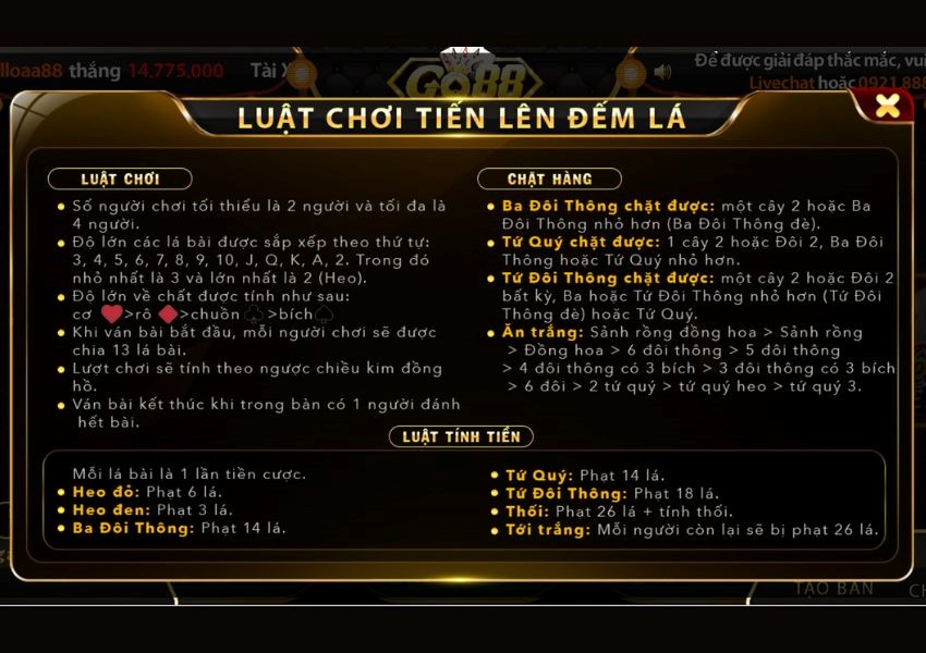 Luật chơi Game bài Tiến lên đếm lá