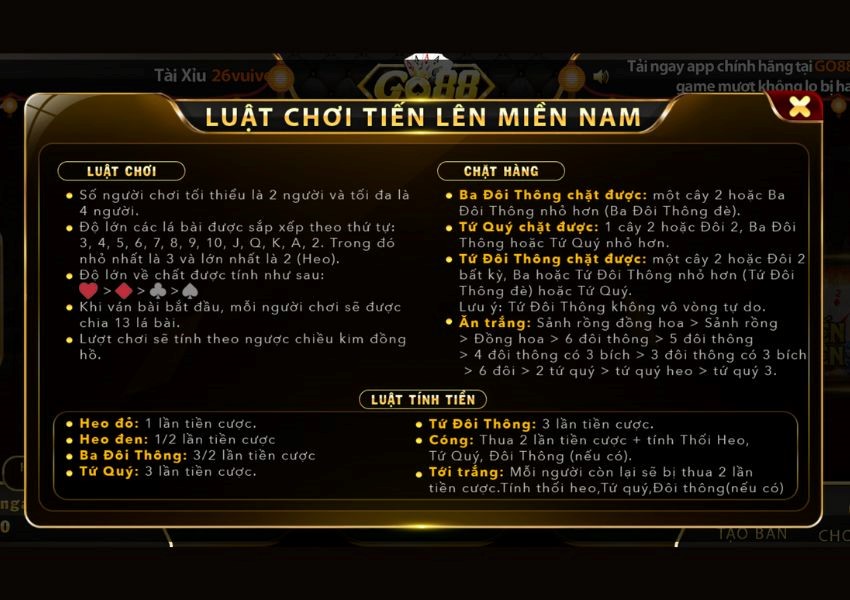 Luật chơi Game bài Tiến lên miền Nam