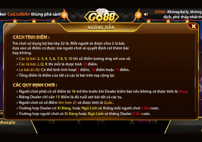 Luật chơi Game bài Xì Dách