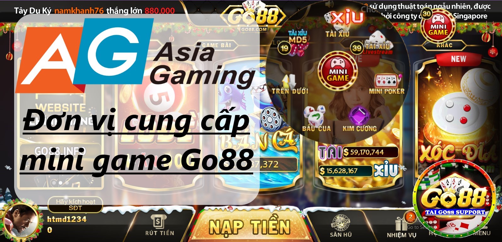 Asia Gaming - Đơn vị cung cấp mini game Go88