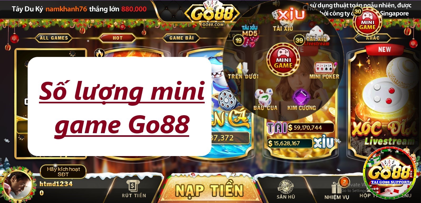 Số lượng mini game Go88