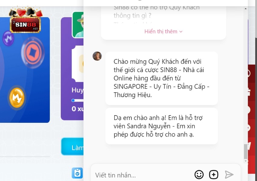 Dịch vụ hỗ trợ từ Sin88 Club