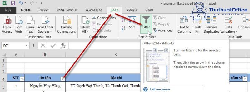 2 cách lọc dữ liệu trong Excel cực đơn giản bạn nên biết 11 2 cách lọc dữ liệu trong Excel cực đơn giản bạn nên biết 10