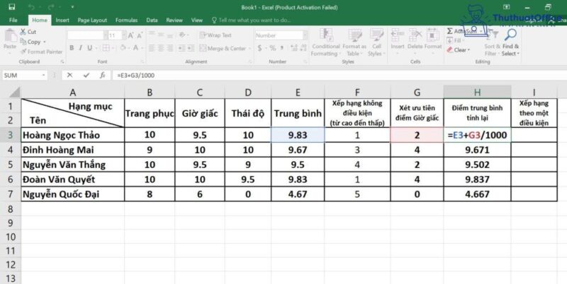 Hàm xếp hạng trong Excel và những công thức xếp hạng có điều kiện 12 xếp hạng trong Excel