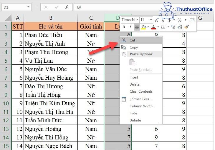 6 cách di chuyển hàng, di chuyển cột trong Excel 14 6 cách di chuyển hàng, di chuyển cột trong Excel 13