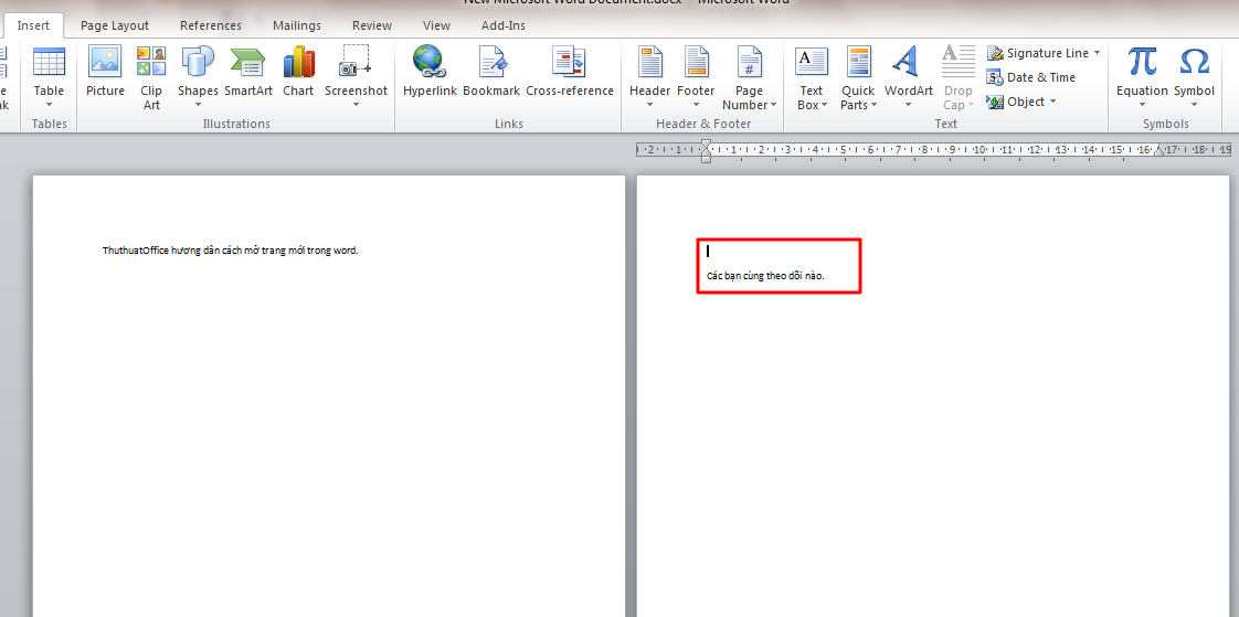 Cách mở trang mới trong Word cực dễ dàng 9 Con trở chuột và đoạn liền sau nhảy sang trang mới.