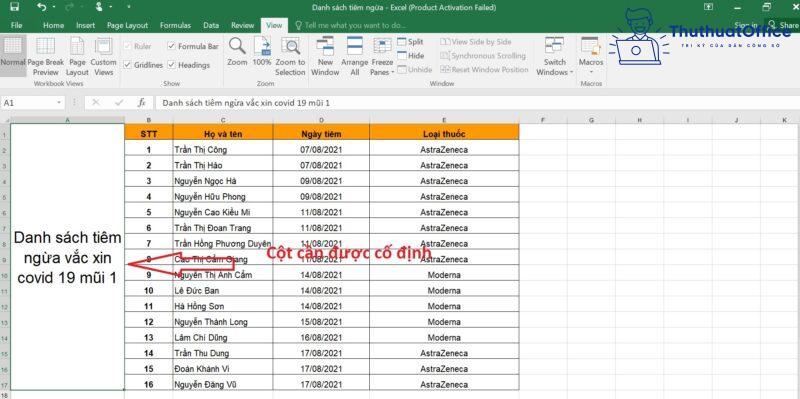 Cách cố định tiêu đề trong Excel dạng hàng, dạng cột và khi in bảng dữ liệu 4 cố định tiêu đề trong Excel