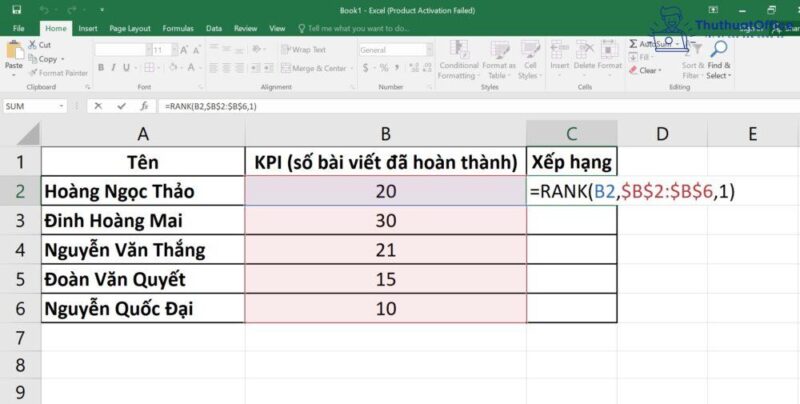 Hàm xếp hạng trong Excel và những công thức xếp hạng có điều kiện 7 xếp hạng trong Excel