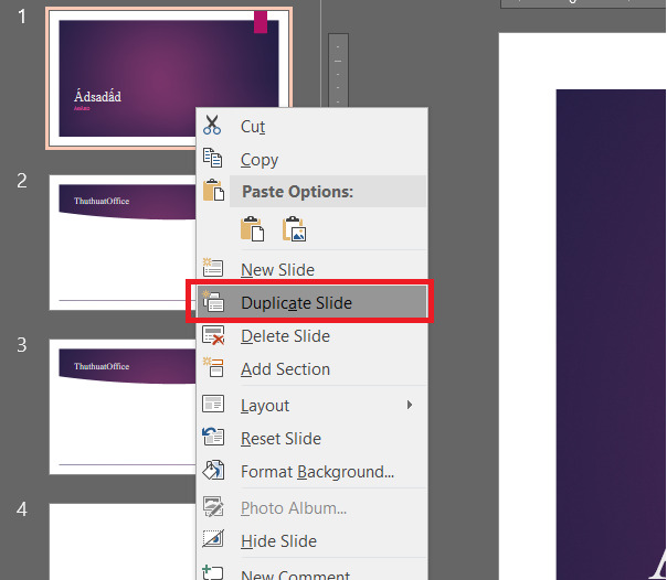 Cách copy slide trong PowerPoint 2010 chỉ qua vài thao tác đơn giản 4 Duplicate slide trong PowerPoint 2010