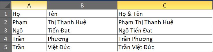 3 cách ghép 2 cột trong Excel hữu ích dân văn phòng không nên bỏ qua 7 3 cách ghép 2 cột trong Excel hữu ích cho dân văn phòng
