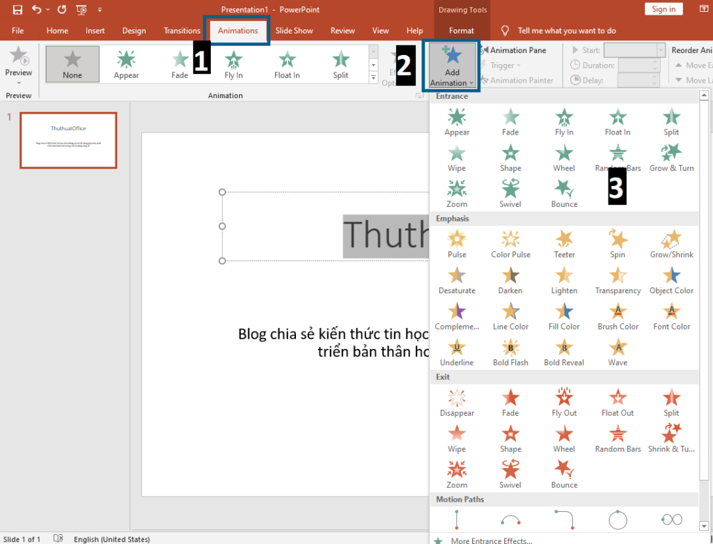 Cách tạo 2 hiệu ứng trong PowerPoint 2010 chạy cùng lúc hoặc theo trình tự định sẵn 2 cach tao 2 hieu ung trong PowerPoint 2010 01