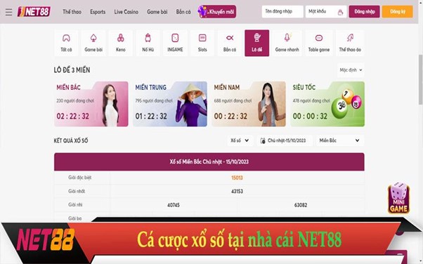 Cá cược xổ số tại nhà cái NET88