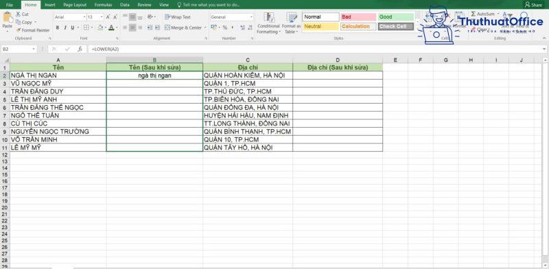 Cách chuyển chữ hoa thành chữ thường trong Excel 3 chuyển chữ hoa thành chữ thường trong Excel