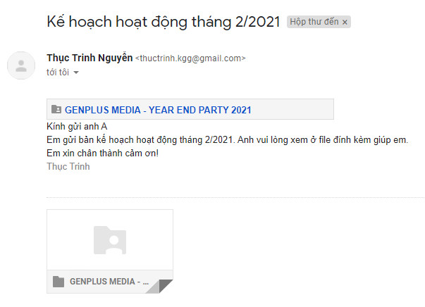 Hướng dẫn cách nén file PDF để gửi Email đầy đủ nhất 14 Giao diện email nhận được