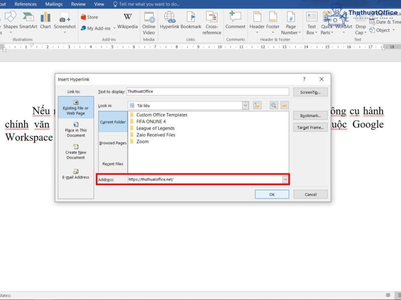 Chèn hyperlink trong Word cực đơn giản 4 hyperlink trong Word