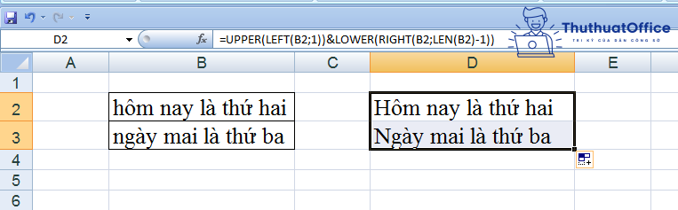 hàm upper trong excel